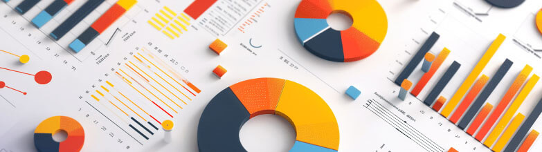 An assortment of colorful charts and graphs
