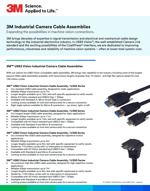 3M Industrial Camera Cable Assemblies Flyer PDF Cover