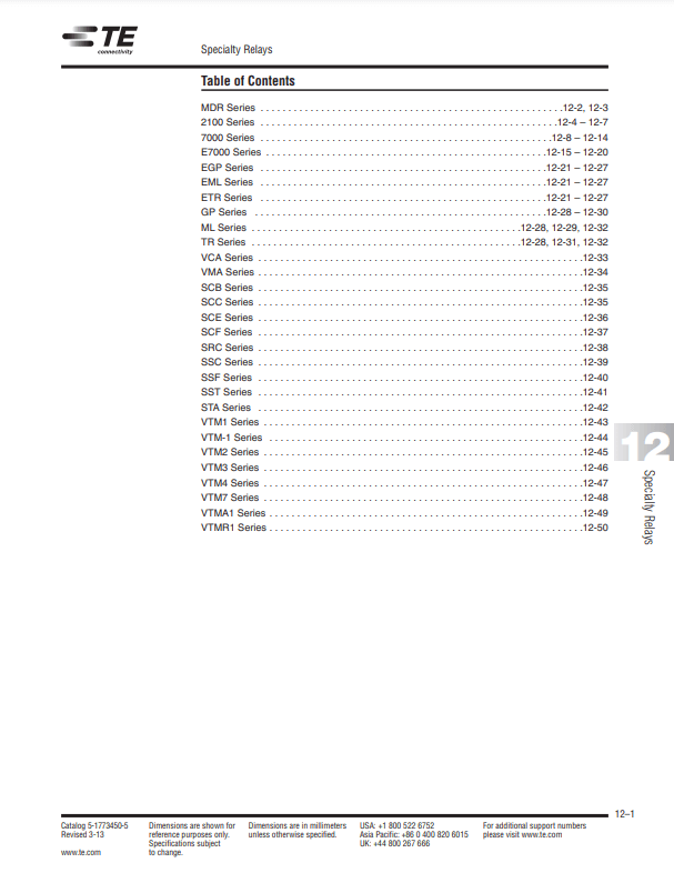 Agastat Specialty Relays Selection Guide PDF Cover