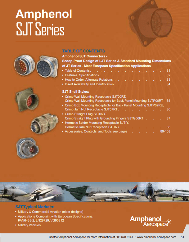 Amphenol Aerospace SJT Series Connectors Selection Guide