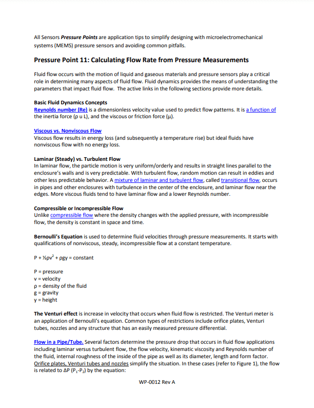 Amphenol All Sensors Calculating Flow Rate White Paper