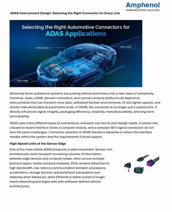 Amphenol CS ADAS Interconnect Design PDF Cover