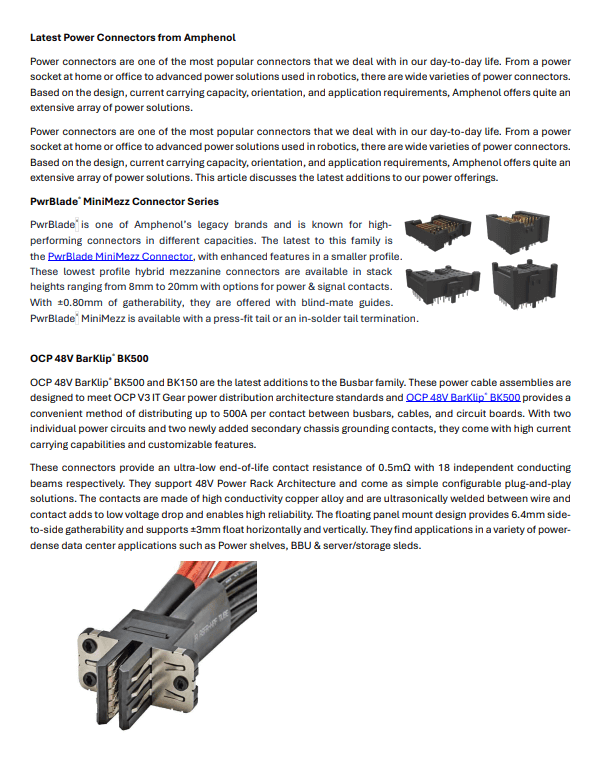 Latest Power Connectors from Amphenol White Paper