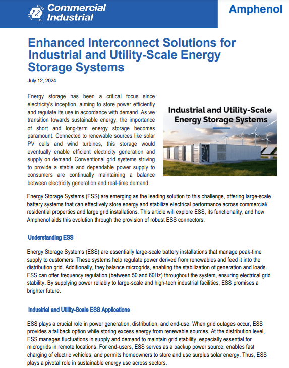Amphenol Enhanced Interconnect Solutions for Large-Scale ESS PDF Cover
