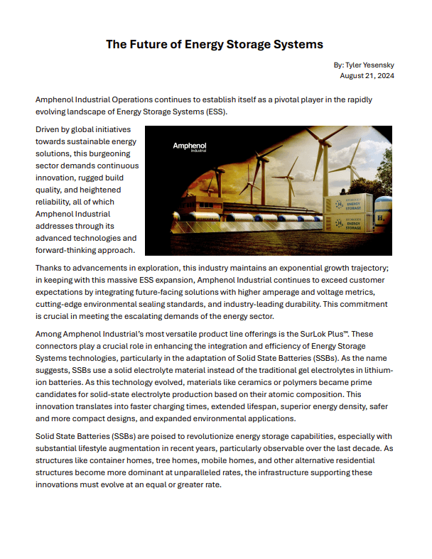 Amphenol Industrial Energy Storage Systems White Paper