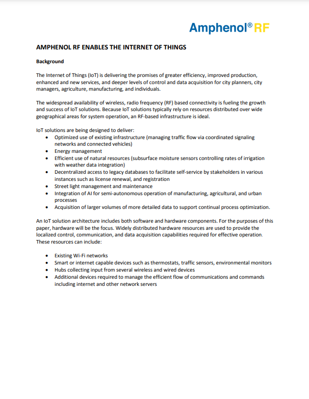 Amphenol RF Enables the Internet of Things Editorial
