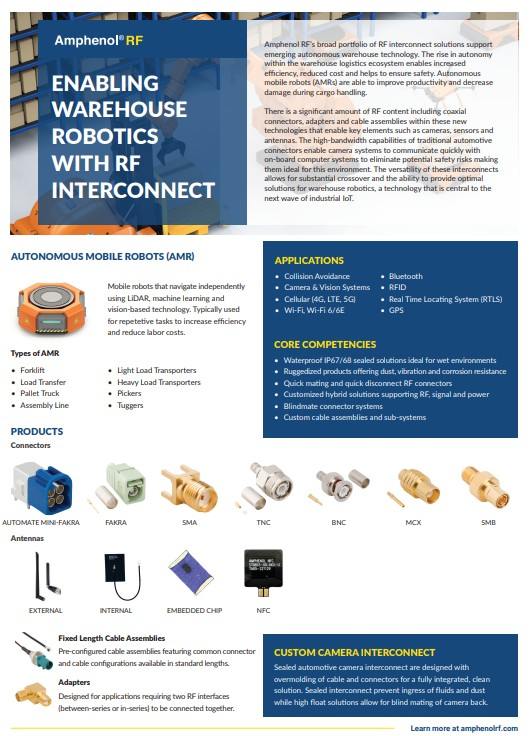 Amphenol RF Enabling Warehouse Robotics PDF Cover