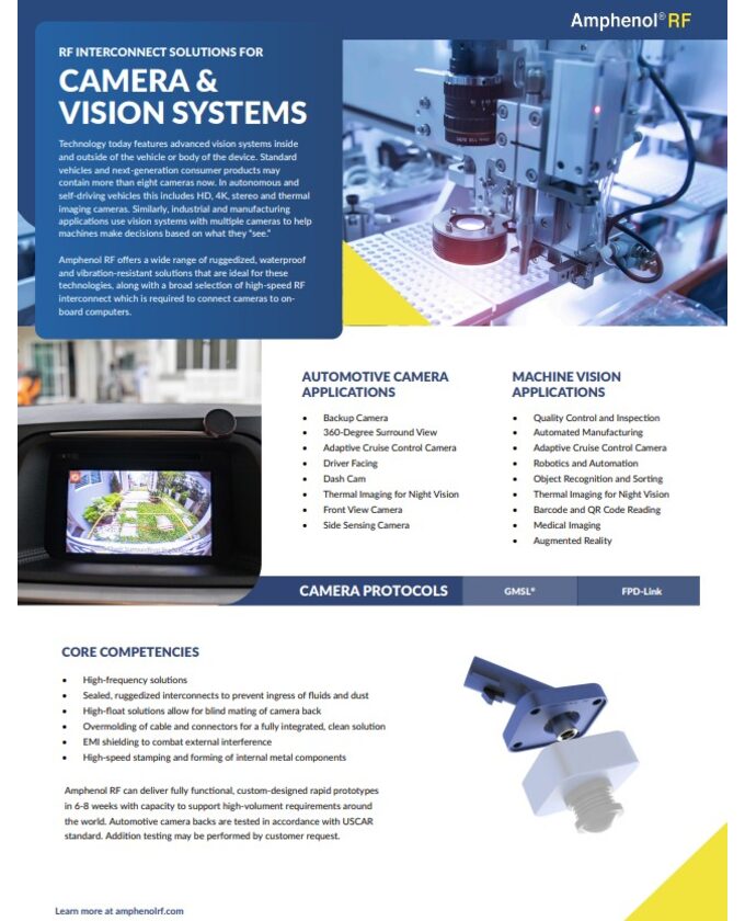 Amphenol RF Interconnects for Camera and Vision Systems PDF Cover