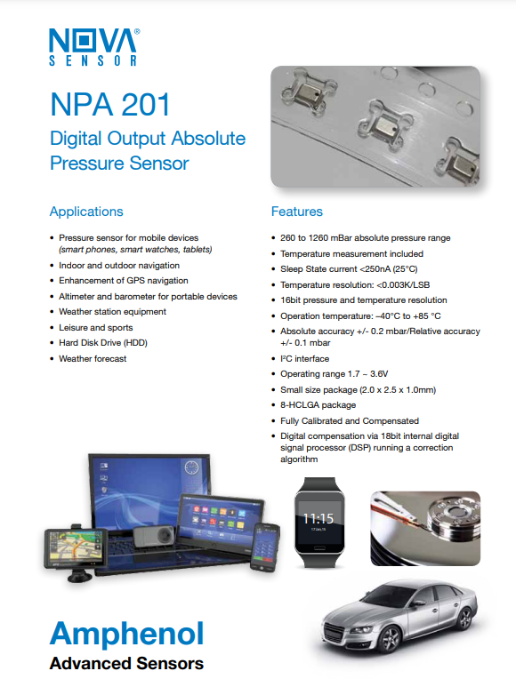 NPA 201 Sensors Application Guide
