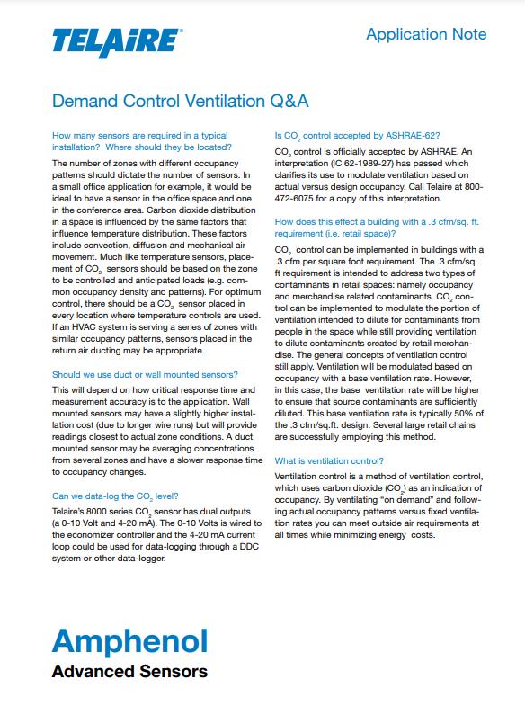 Amphenol Advanced Sensors Demand Control Ventilation Q&A