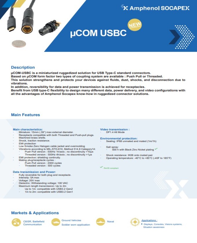 Amphenol SOCAPEX µCOM-USBC Connector Guide Cover