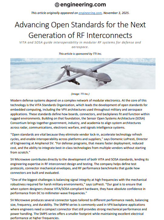 Amphenol SV Microwave Advancing Next Gen RF Interconnects PDF Cover