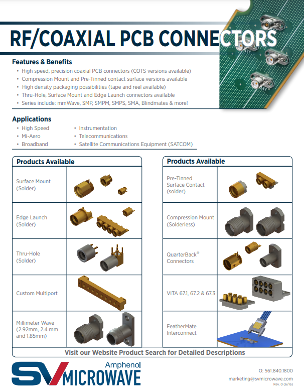 RF/Coaxial PCB Connectors Selection Guide