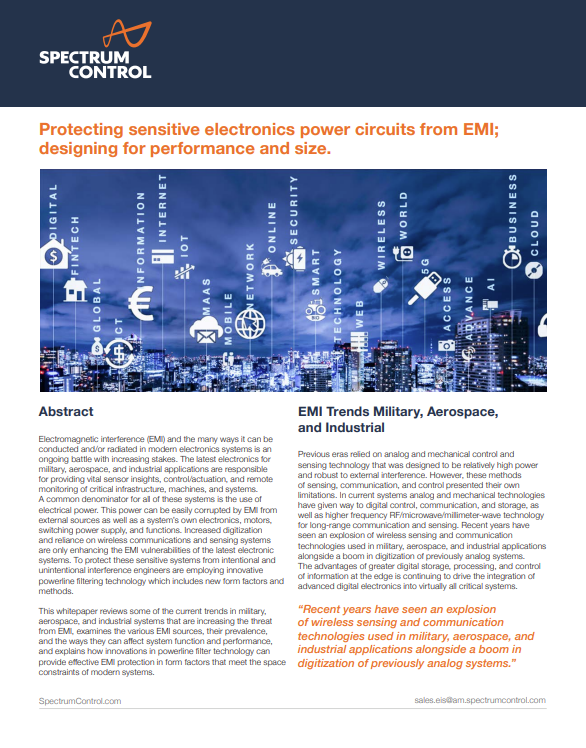 Spectrum Control Power Line Connector White Paper Cover