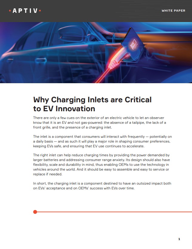 Aptiv Charging Inlets for EV Innovation Whitepaper PDF Cover