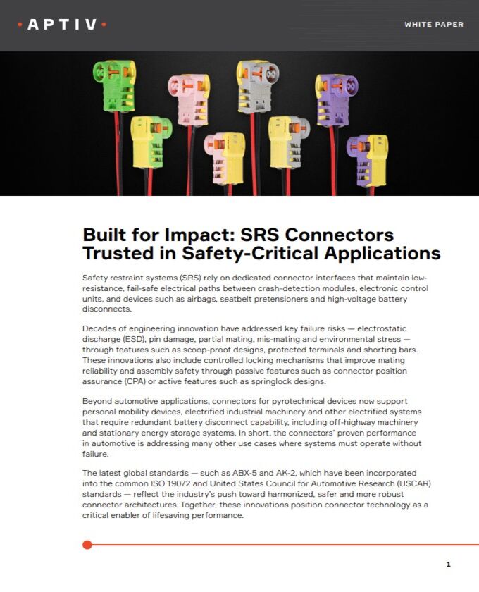 Aptiv SRS Connectors Critical Applications Guide Cover