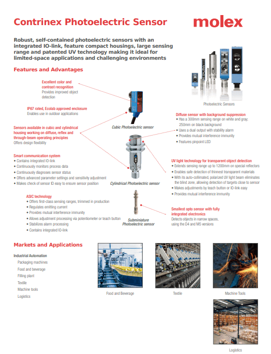 Contrinex Photoelectric Sensors PDF Cover