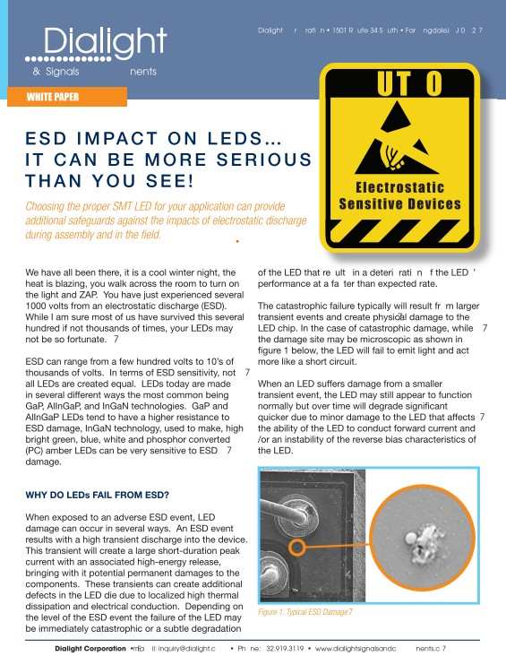 Dialight ESD Impact on LEDs White Paper