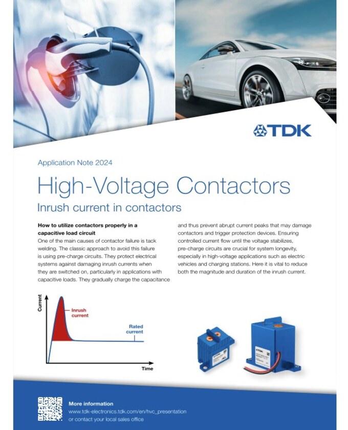 EPCOS/TDK High-Voltage Contactors Application Note PDF Cover