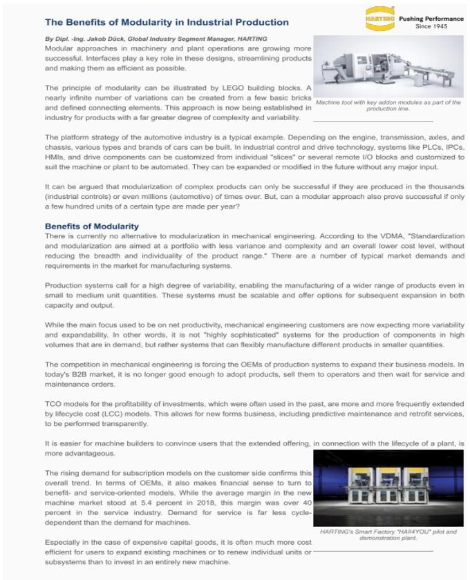 HARTING Guide to Modular Production Benefits PDF Cover