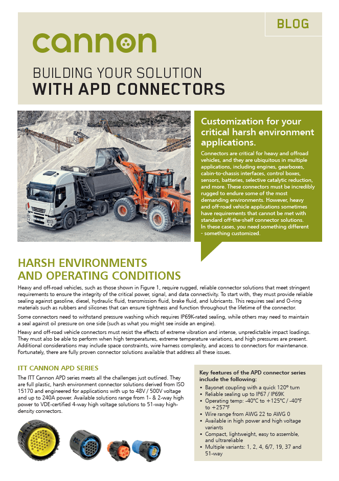 ITT Cannon APD Series Connectors PDF Cover