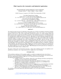 KEMET Film Capacitors for Automotive & Industrial Applications