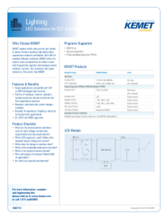 KEMET Lighting - LED Solutions for E27 and MR16 Socket