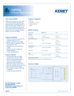KEMET Lighting - Electronic Ballast (European Scheme)