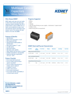 Kemet Multilayer Ceramic Stacked Capacitors Military, Space & Industrial Grade