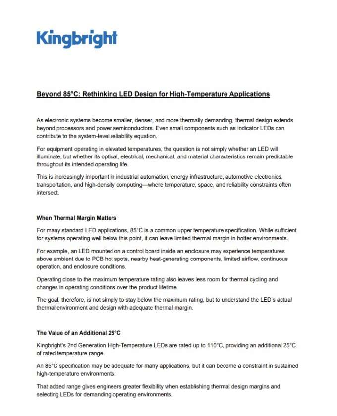 Kingbright Design for High-Temperature LEDs PDF