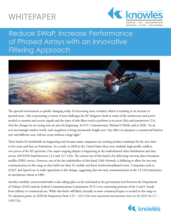 Knowles Filter Arrays Whitepaper PDF Cover