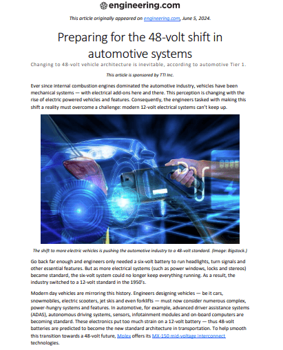 Molex Preparing for 48-Volt Shift in Automotive Systems PDF Cover