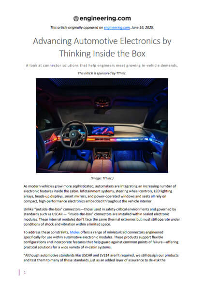 Read the Advancing Automotive Electronics Blog Article