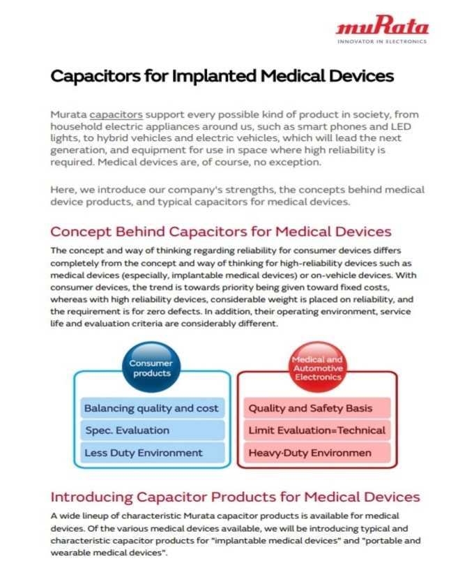 Murata Capacitors for Implantable Medical Devices PDF