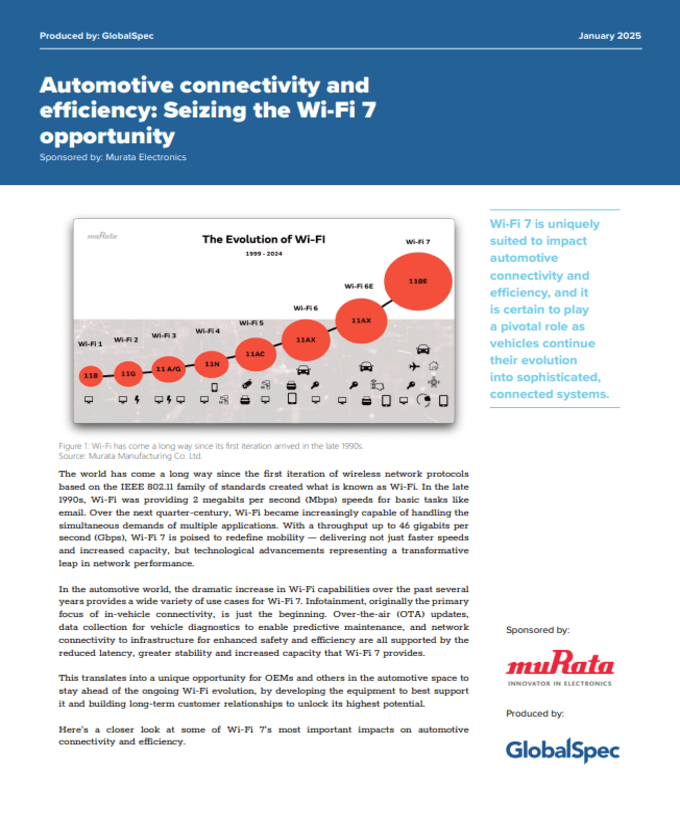 Murata Wi-Fi 7 Automotive Connectivity and Efficiency Whitepaper Cover