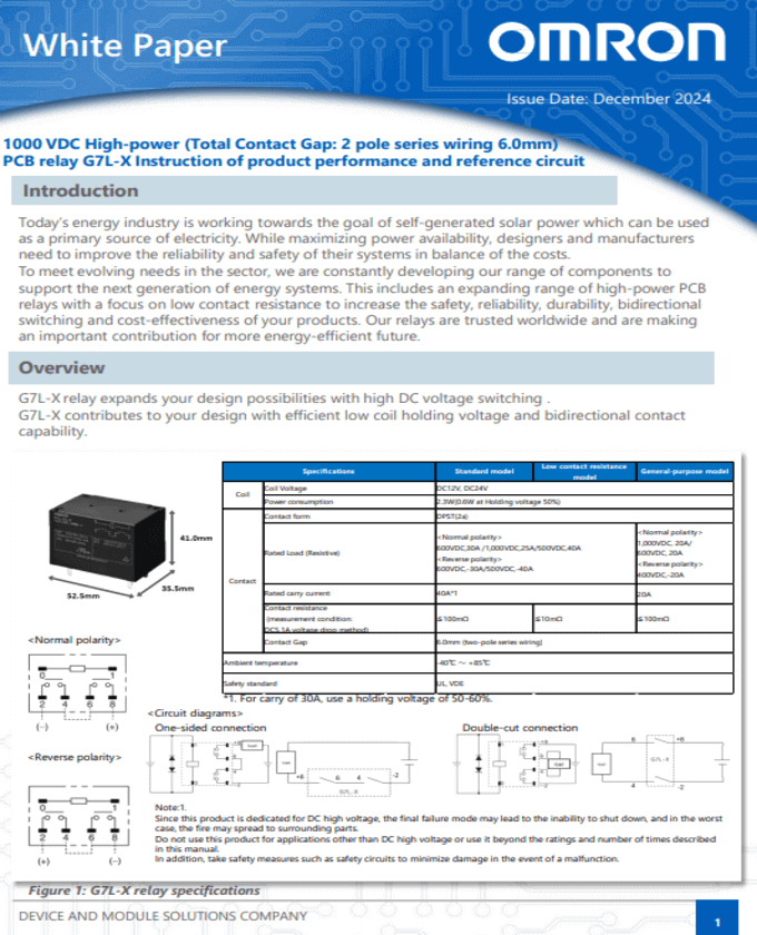 Omron G7L-X High-power PCB Relay Guide