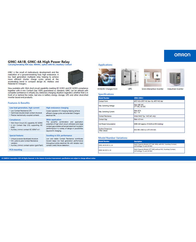 OMRON G9KC High Power Relay Flyer Cover