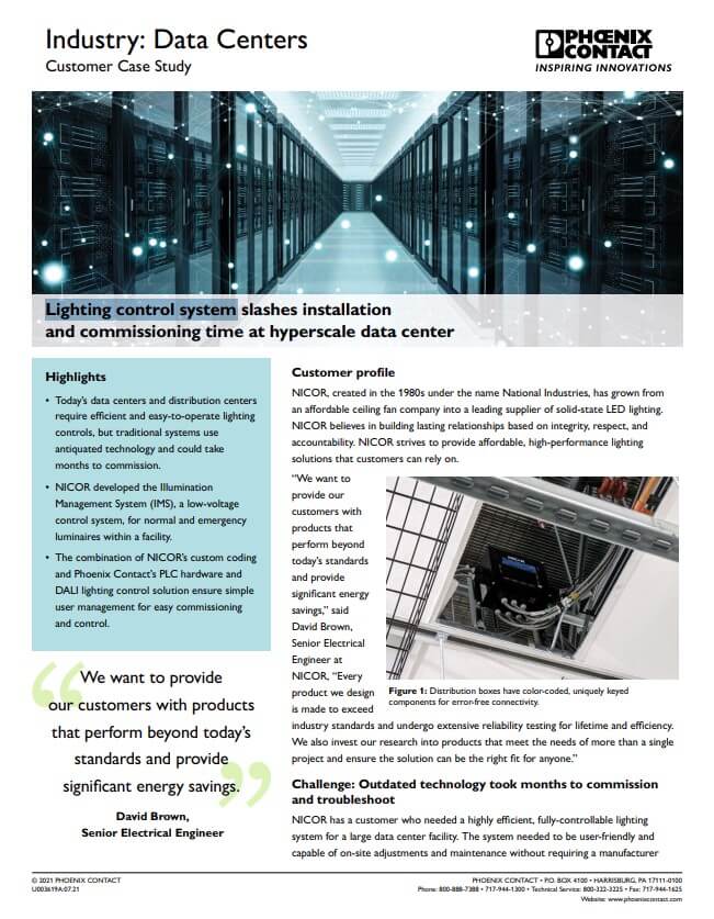 Phoenix Contact Data Center Lighting Control System PDF Cover