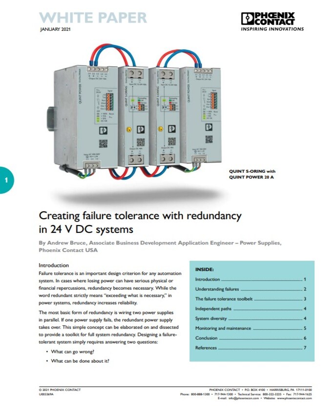 Phoenix Contact Redundant Power Reliability Whitepaper