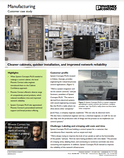 Phoenix Contact System Concepts PLUS Manufacturing Case Study