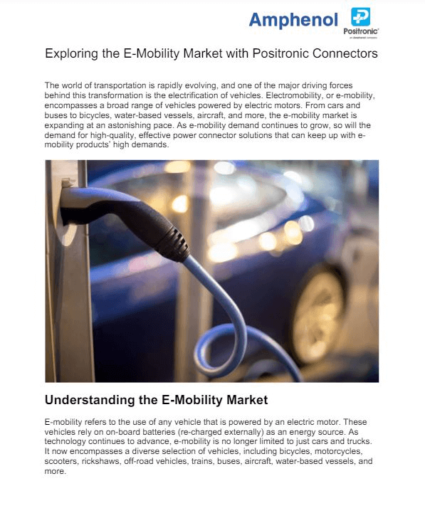 Positronic Explore the E-Mobility Market with Connectors PDF Cover