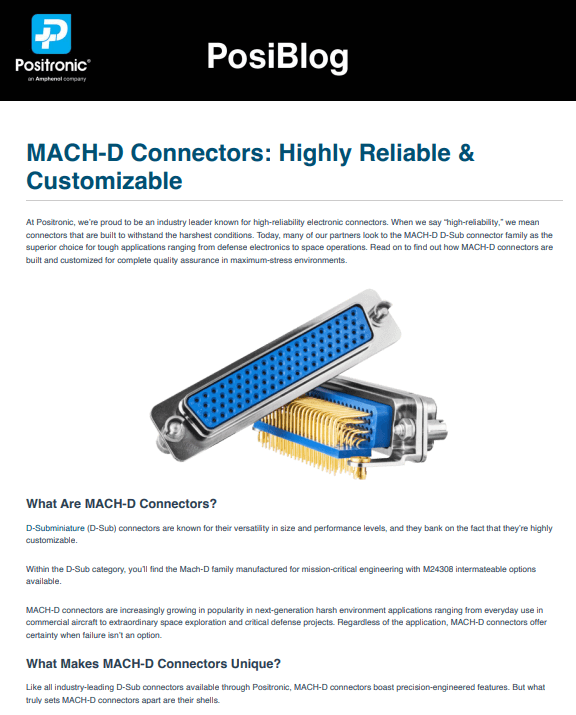 Positronic Reliable and Customizable MACH-D Connectors Blog