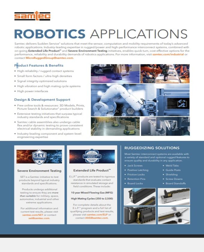 Samtec Robotics Solutions Guide Cover