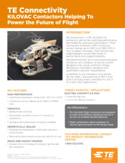 TE Connectivity - KILOVAC Contactors Helping to Power the Future of Flight