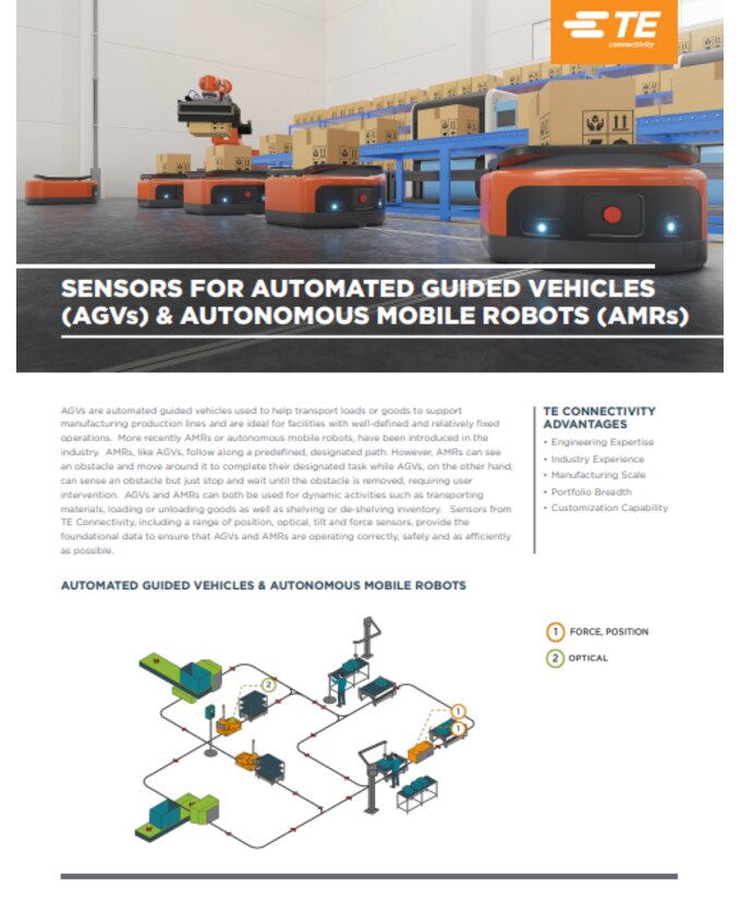 TE Connectivity Sensors for AGVs and AMRs PDF Cover