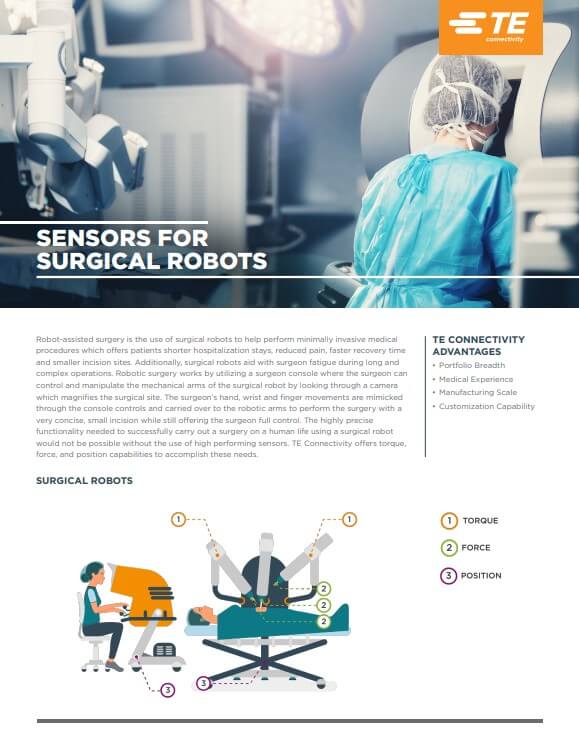  TE Connectivity Sensors for Surgical Robots PDF Cover