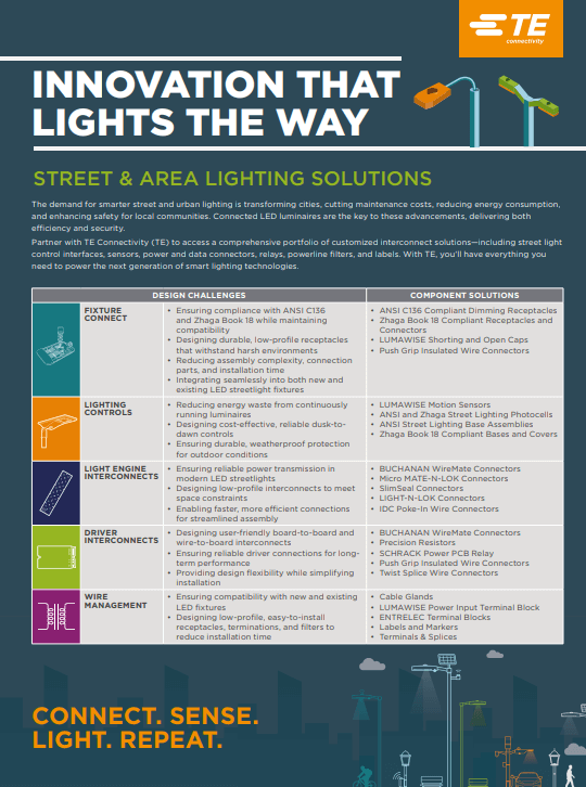 TE Connectivity Street and Area Lighting Solutions PDF Cover