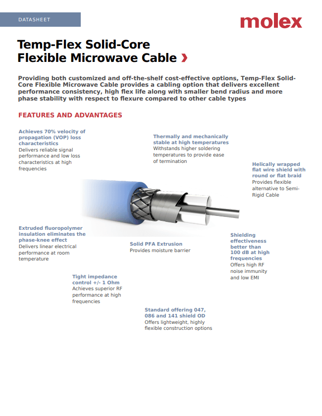 Temp-Flex Solid Core Flexible Microwave Cables PDF