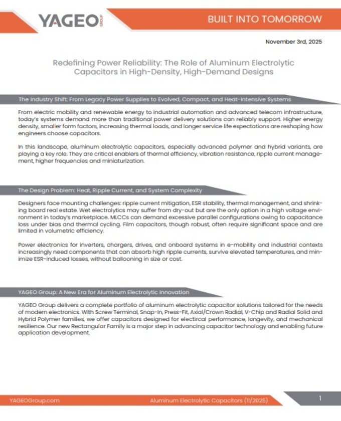 YAGEO Advancements in Capacitors Whitepaper Cover