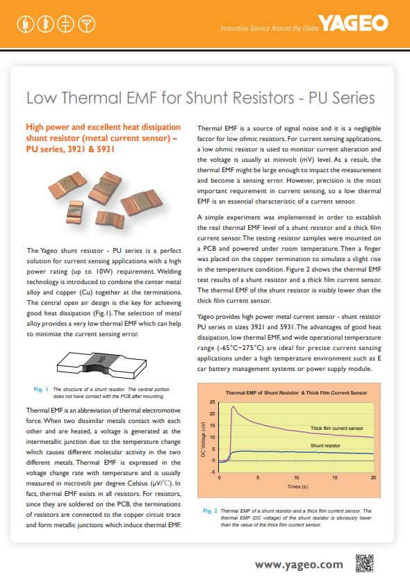 Read the Yageo PU Low Thermal EMF Resistors White Paper